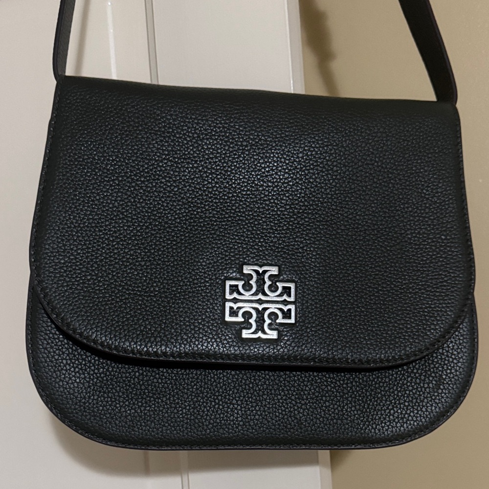 Tory Burch dark green Pebbled Leather Crossbody Bag